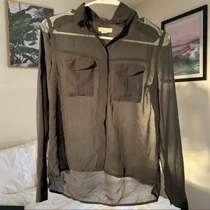 Urban Outfitters - Black Long Sleeve Sheer Button Down